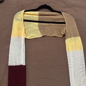 Color Block Crochet Shrug Bolero